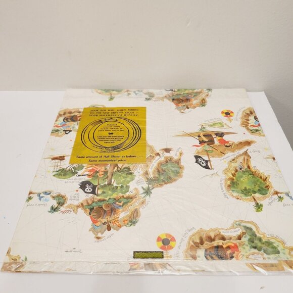 Vtg Hallmark Boy Birthday Kid Pirates Island Treasure Gift Wrapping Paper Crafts - Picture 4 of 5